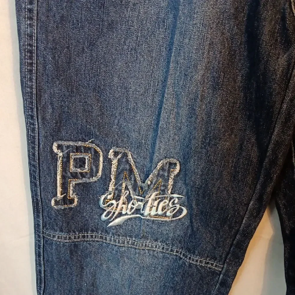 Blue Denim Jeans with Embroidered Logo